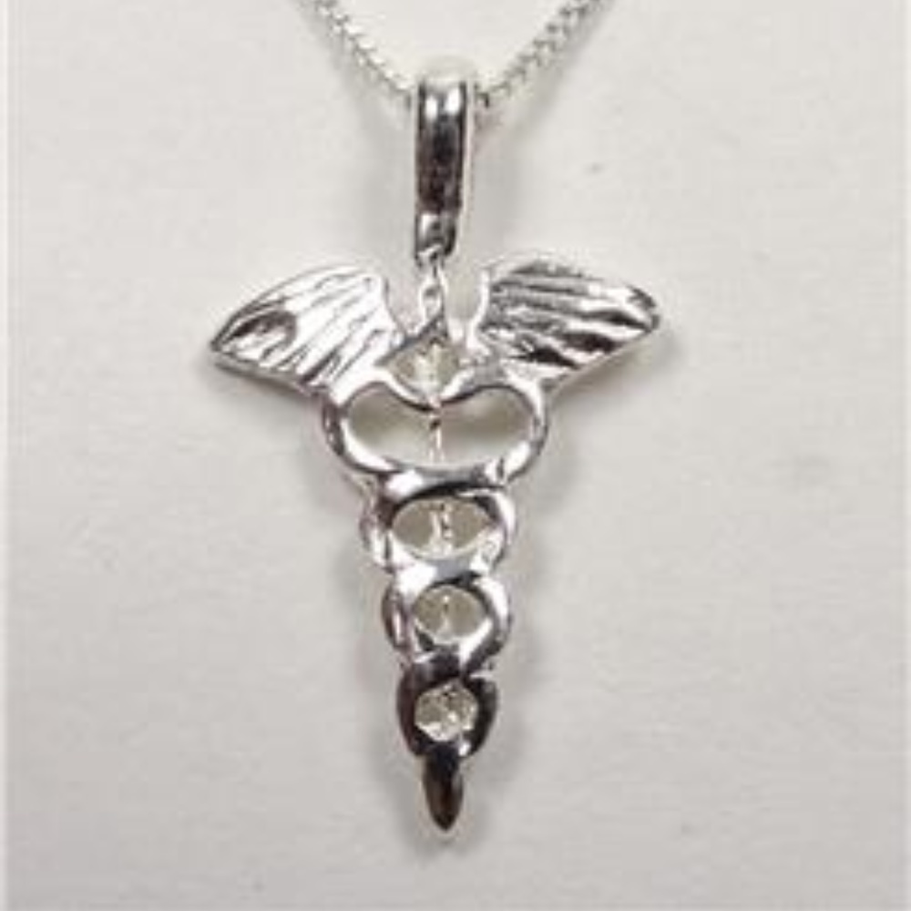 STERLING SILVER CADUCEUS DOCTOR MEDICAL NECKLACE